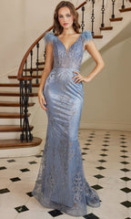 Adora Design 3130 - Feather Shoulder Mermaid Evening Dress