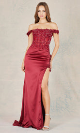 Adora Design 3132 - 3D Floral Applique Off Shoulder Prom Dress