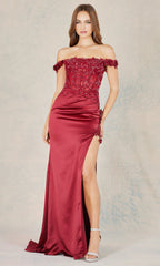 Adora Design 3132 - 3D Floral Applique Off Shoulder Prom Dress