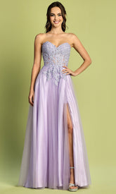 Adora Design 3211 - Sweetheart Embroidered Top Evening Dress