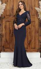 Adora Design 3233 - Embroidered Applique Illusion Sleeve Prom Dress