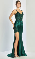 Adora Design 3266 - Sparkling Corset V-Neckline Prom Gown