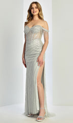 Adora Design 3270 - Beaded Fringe Sleeve Sheath Gown