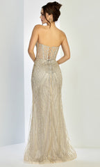 Adora Design 3277 - Geometric Embellished Strapless Prom Gown