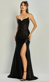 Adora Design 3309 - Beaded Illusion Corset Strapless Prom Gown