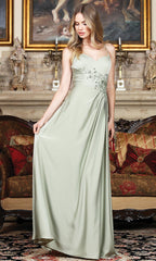 Adora Design 3321 - Spaghetti Strap Embellished Waist Prom Gown