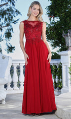 Adora Design 3344-03 - Sleeveless Illusion Bateau Formal Gown