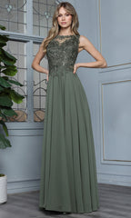 Adora Design 3344-03 - Sleeveless Illusion Bateau Formal Gown