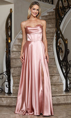 Adora Design 3368 - Draped Cowl Neckline Corset Prom Gown