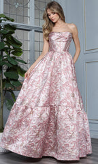 Adora Design 3384 - Floral Strapless Ballgown with Pockets