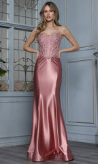Adora Design 3386 - Embroidered Corset Sheath Style Gown