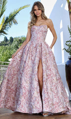 Adora Design 3389 - Sweetheart Neck Floral Ballgown with Slit