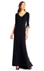 Adrianna Papell - AP1E201431 Embellished Long Sleeve Stretch Gown