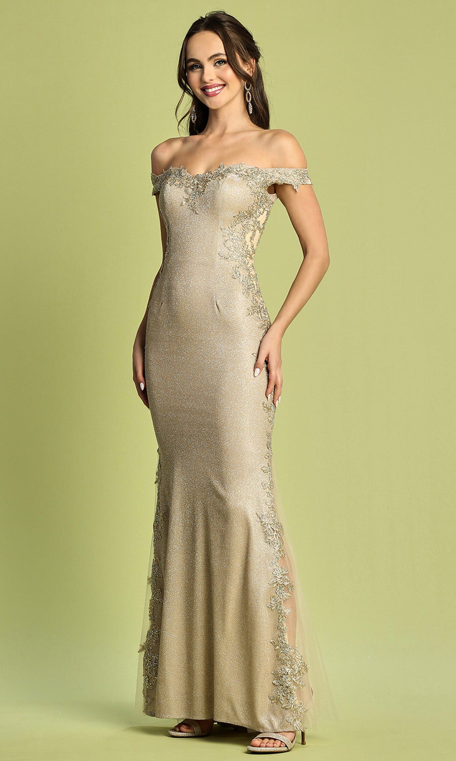 Adora Design 3118 - Embellished Illusion Side Sheath Prom Dress