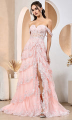 Adora Design 3174 - Tiered Sparkling Lace A-Line Dress