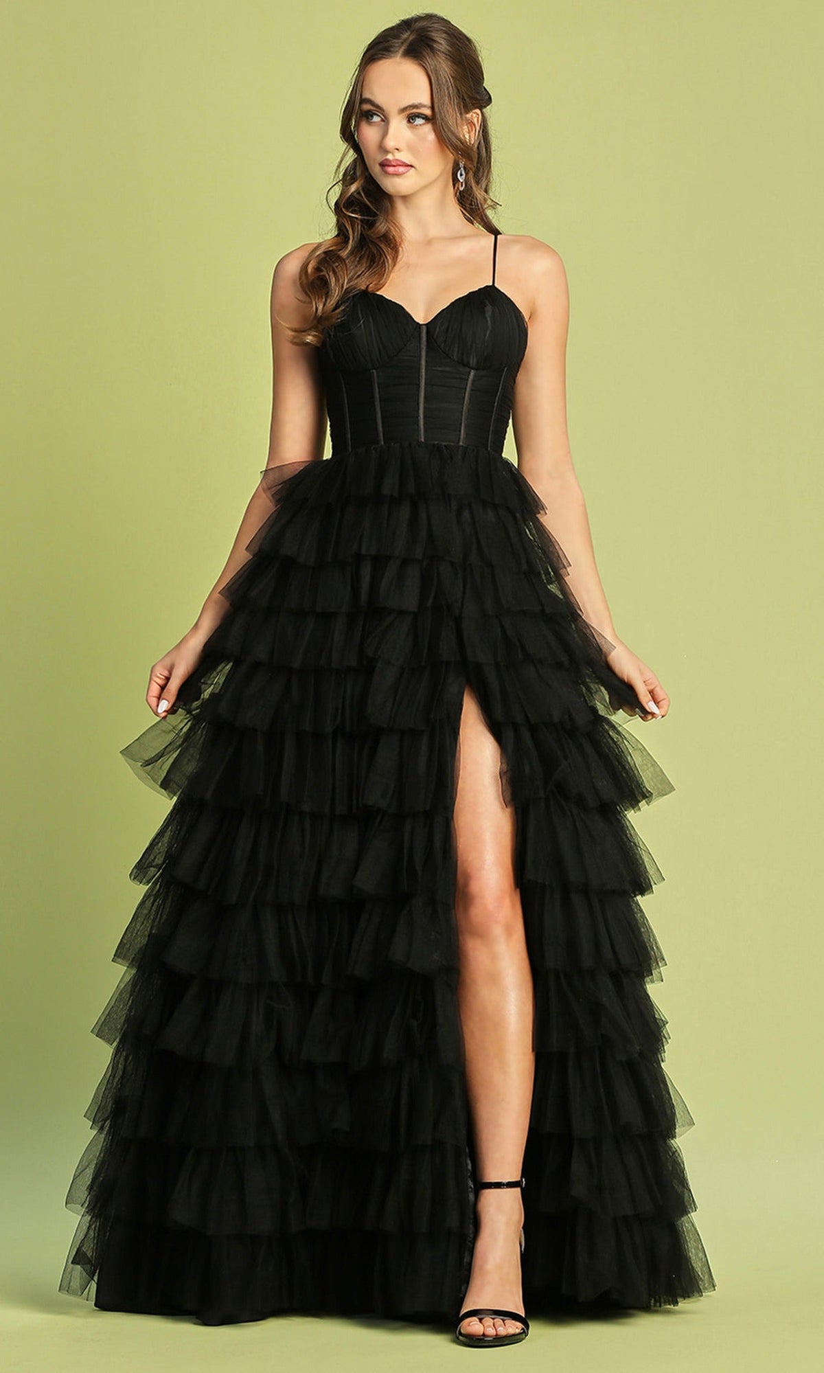 Adora Design 3209 - Tiered Ruffle Sleeveless Evening Dress