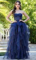 Adora Design 3210 - Ruffle Skirt Strapless Shimmer Evening Dress