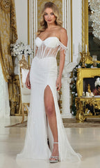 Adora Design 3238-01 - Fringed Off Shoulder Bridal Gown