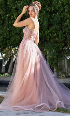 Adora Design 3262 - Layered Skirt Beaded Strapless Prom Gown