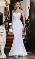 Adora Design 3279-01 - Strapless Neckline Geometric Bridal Gown