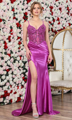 Adora Design 3280 - Lace Applique Sheath Prom Gown with Thin Straps