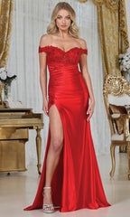 Adora Design 3320 - Ruched Bodice Off Shoulder Beaded Gown