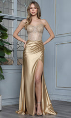 Adora Design 3346 - Linear Beaded Illusion Corset Prom Gown
