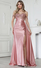 Adora Design 3360 - Embellished Corset Off Shoulder Long Gown