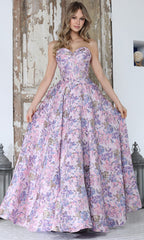 Adora Design 3385 - Strapless Floral Texture Ballgown