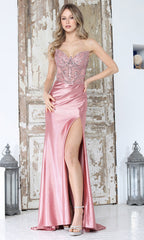 Adora Design 3387 - Beaded Ornate Strapless Formal Gown
