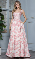 Adora Design 3396 - Floral Bodice Wide Strap A-Line Gown