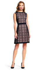 Adrianna Papell - AP1D100368 Sleeveless Lace Jewel Neck A-line Dress